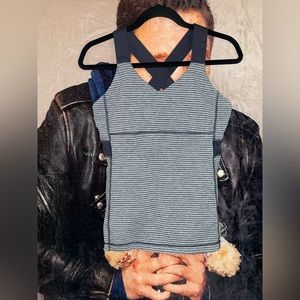 Lululemon Push Ur Limits Tank Parallel Stripe Grey/White Size 10